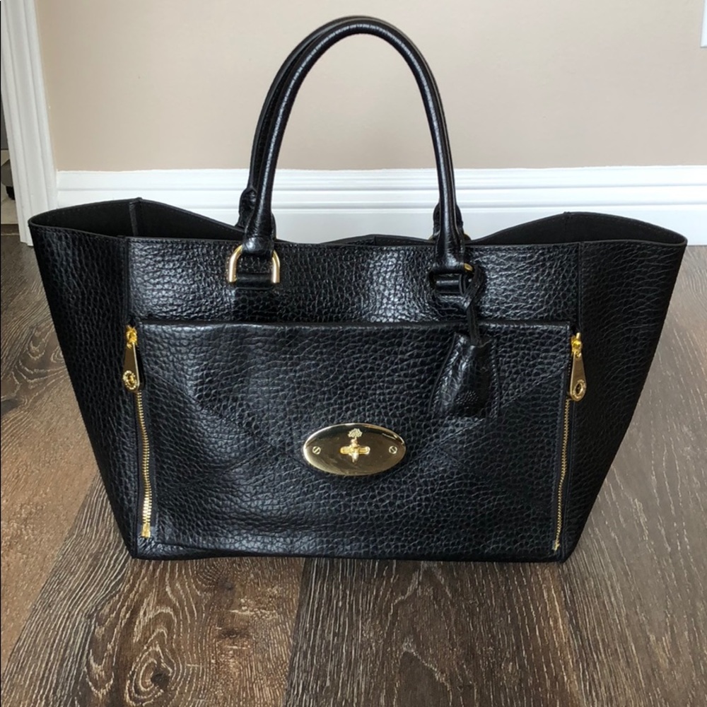 Black pebbled leather tote